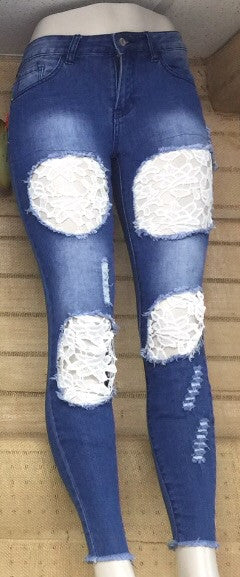 Denim and embroidered flowers